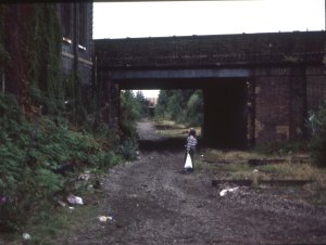 Disused railway line, Poplar, 6 August 1984.